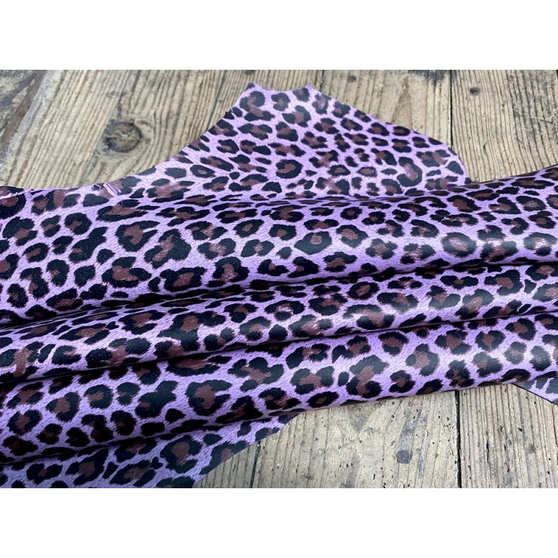 Peau de cuir de chèvre imprimée façon léopard rose - maroquinerie - Cuir en Stock