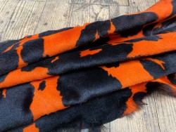 Peau de mouton lainé façon camouflage orange - cuirenstock