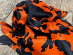 Peau de mouton lainé façon camouflage orange - Cuirenstock