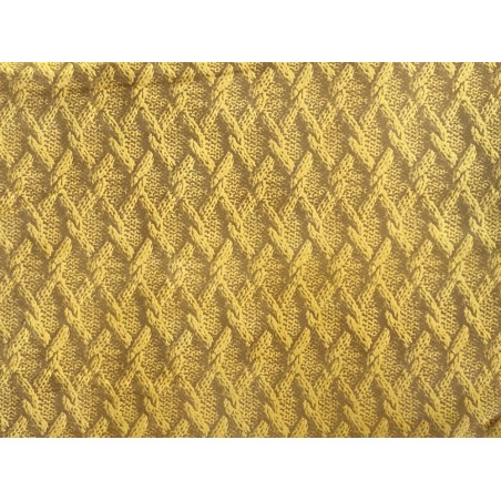 Peau de chèvre velours jaune imprimée façon tricot - maroquinerie - Cuir en stock