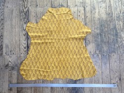 Peau de chèvre velours jaune imprimée façon tricot - maroquinerie - cuir en stock