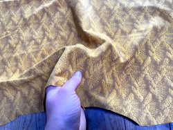 Peau de chèvre velours jaune imprimée façon tricot - maroquinerie - Cuirenstock