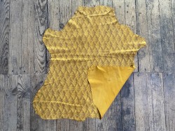 Peau de chèvre velours jaune imprimée façon tricot - maroquinerie - cuirenstock