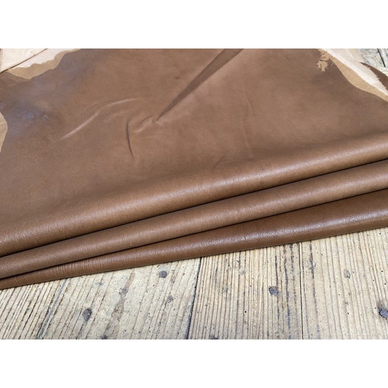 Lot de 3 peaux de cuir stretch identiques brun noisette - Cuir en Stock