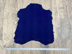 Peau de cuir de chèvre noire - Velours synthétique - Bleu roi - accessoire - maroquinerie - cuir en stock