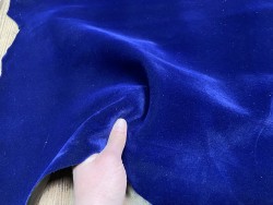 Peau de cuir de chèvre noire - Velours synthétique - Bleu roi - accessoire - maroquinerie - Cuir en stock