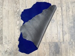 Peau de cuir de chèvre noire - Velours synthétique - Bleu roi - accessoire - maroquinerie - Cuirenstock