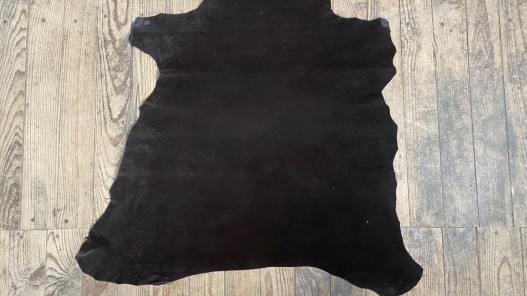 Peau de cuir de chèvre noire - Velours synthétique - Marron - accessoire - maroquinerie - cuir en stock