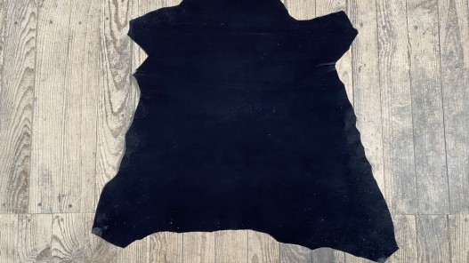 Peau de cuir de chèvre noire - Velours synthétique - Noir - accessoire - maroquinerie - cuir en stock