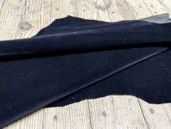 Peau de cuir de chèvre noire - Velours synthétique - Noir - accessoire - maroquinerie - Cuir en Stock