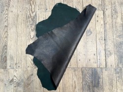 Peau de cuir de chèvre noire - Velours synthétique - Vert forêt - accessoire - maroquinerie - cuir en stock