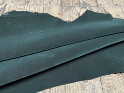Peau de cuir de chèvre noire - Velours synthétique - Vert forêt - accessoire - maroquinerie - Cuir en Stock