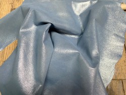 Peau de chèvre velours pailleté bleue pastel - maroquinerie - bijou - accessoire - Cuir en Stock