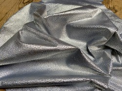Peau de cuir d'agneau métallisé grainé - Argent / Bleu océan - maroquinerie - vêtement - accessoire - Cuirenstock