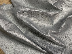 Peau de cuir d'agneau métallisé grainé - Argent / noir - maroquinerie - vêtement - accessoire - Cuirenstock