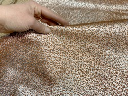 Peau de cuir d'agneau métallisé grainé - Argent / orange - maroquinerie - vêtement - accessoire - Cuir en stock
