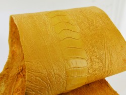 Peau de cuir de patte d'autruche jaune - bijou - bracelet de montre - maroquinerie - Cuir en Stock