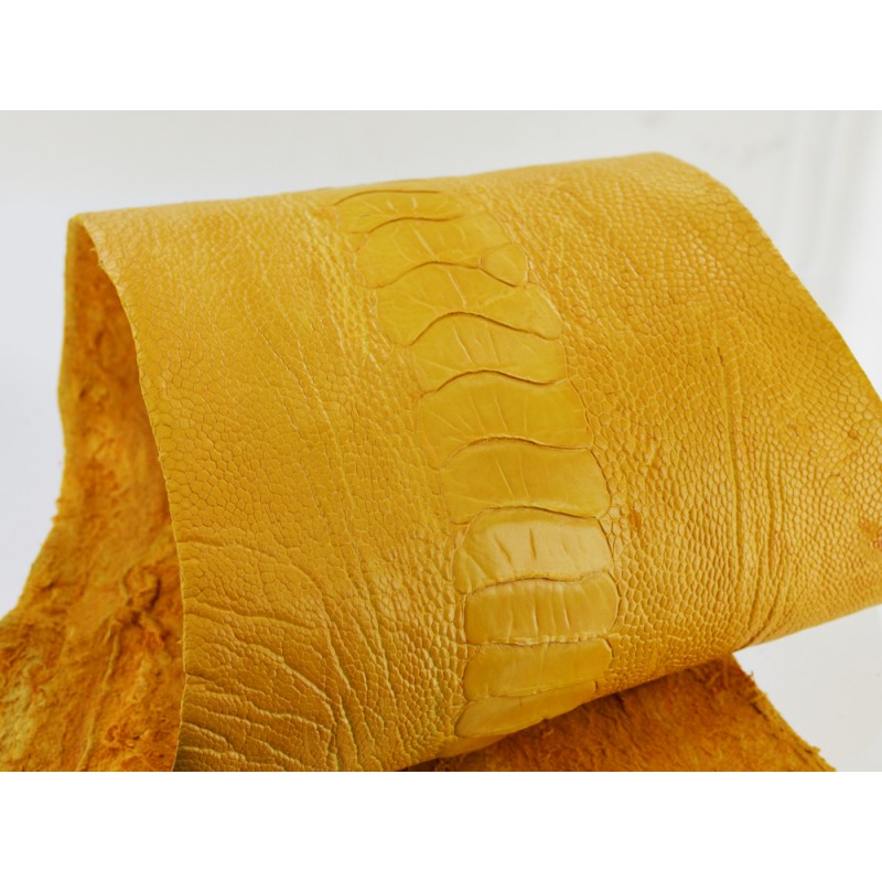 Peau de cuir de patte d'autruche jaune - bijou - bracelet de montre - maroquinerie - Cuir en Stock