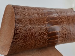 Peau de cuir de patte d'autruche noisette brillant - bijou - bracelet de montre - maroquinerie - Cuir en Stock