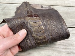 Peau de cuir de patte d'autruche brun bronze - bijou - bracelet de montre - maroquinerie - Cuir en stock