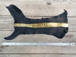 Peau de cuir de patte d'autruche noir métallisé or - bijou - bracelet de montre - maroquinerie - cuir en stock