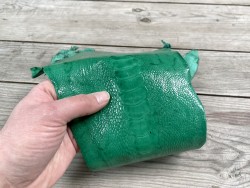 Peau de cuir de patte d'autruche vert brillant - bijou - bracelet de montre - maroquinerie - Cuir en stock