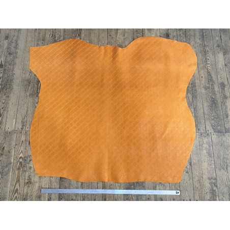 Peau de veau velours façon écailles de serpent orange - maroquinerie - cuir en stock