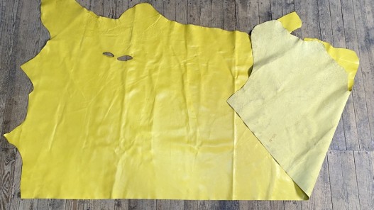 Bande de cuir de vachette finition ciré pullup jaune - maroquinerie - Cuirenstock