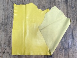 Demi-peau de cuir de vachette finition ciré pullup jaune - maroquinerie - Cuirenstock