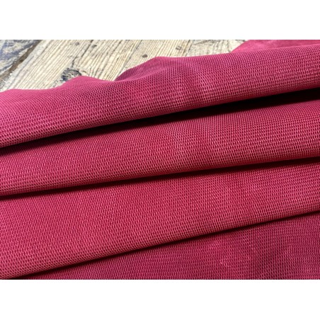 Peau de veau velours embossée grain résille - Rose framboise - Maroquinerie - Cuir en Stock