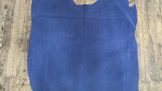 Peau de veau velours embossée grain résille - Bleu indigo - Maroquinerie - cuir en stock