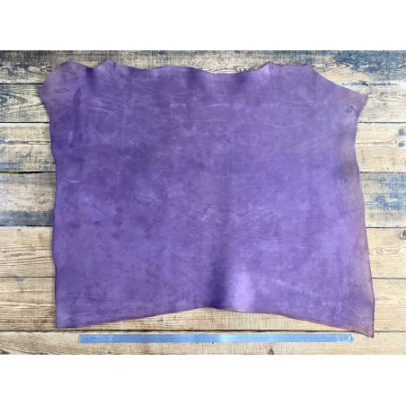 Collet de vache tannage végétal nubuck violet - cuir à ceinture - Cuir en stock