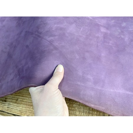 Collet de vache tannage végétal nubuck violet - cuir à ceinture - Cuir en Stock