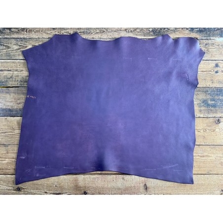 Collet de vache tannage végétal nubuck violet - cuir à ceinture - cuir en stock