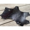 Cuir de crocodile véritable - tête de crocodile - noir mat - cuir exotique - bijoux - accessoire - cuirenstock