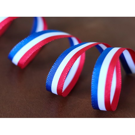 Ruban tricolore français 12 mm - Cuir en Stock