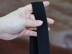 Ruban noir épais en coton pour sangles et anses 30 mm - Cuir en Stock