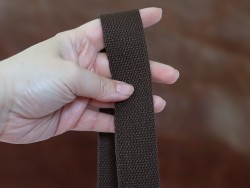 Ruban marron épais en coton pour sangles et anses 30 mm - Cuir en Stock