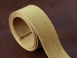 Ruban tissé coton 30 mm jaune ocre - cuir en stock