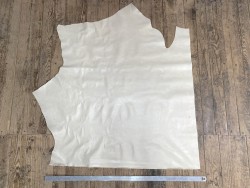 Demi-peau de cuir de vachette finition ciré pullup blanc mastic - maroquinerie - Cuir en stock