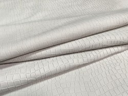 Demi-peau de cuir de veau façon crocodile blanc mat - maroquinerie - Cuirenstock