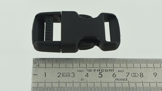 Fermoir boucle à clip 25 mm - Plastique noir - Cuir en Stock