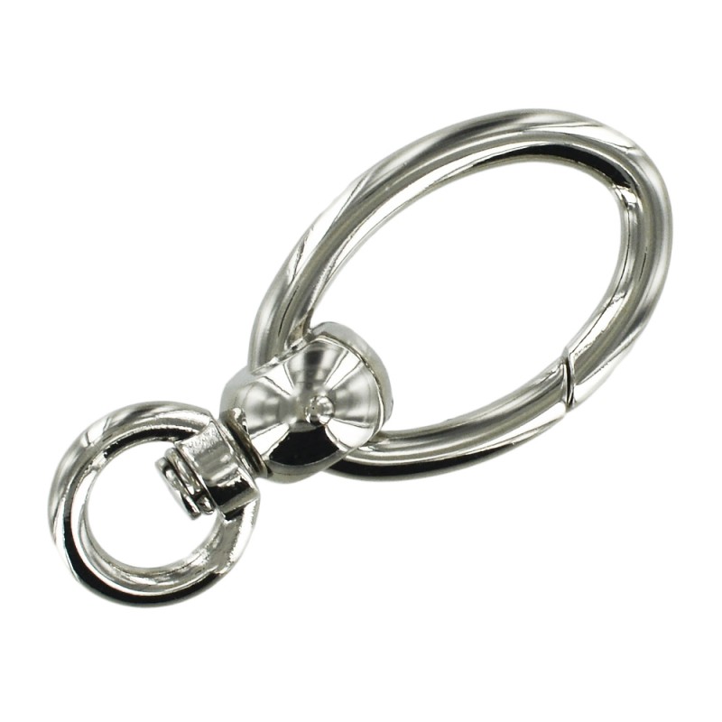 Mousqueton forme poire anneau demi-rond nickelé - Bouclerie - Cuir en Stock
