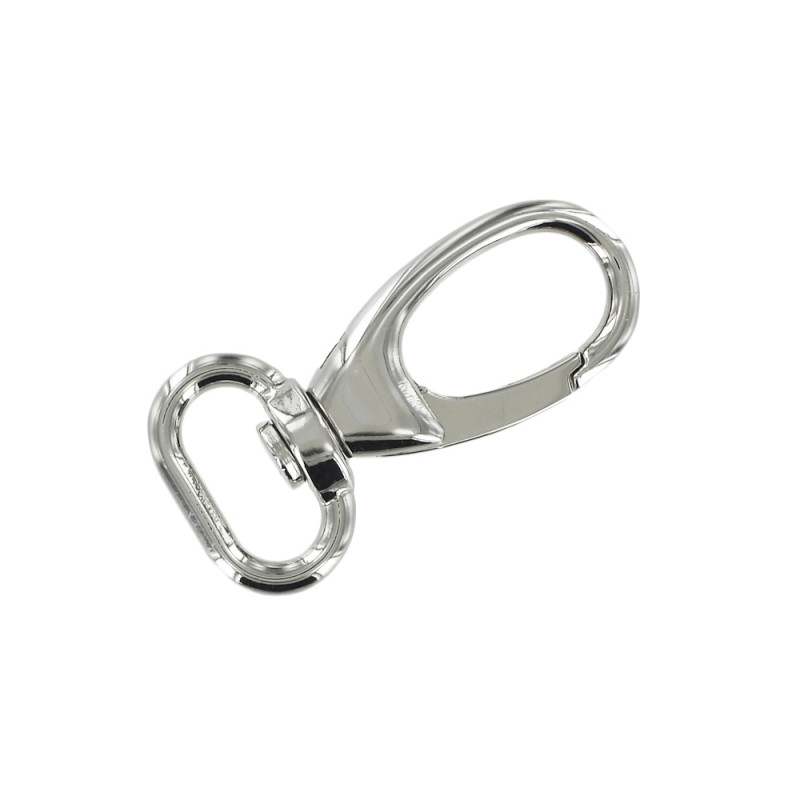Mousqueton forme poire anneau demi-rond nickelé - Bouclerie - Cuir en Stock