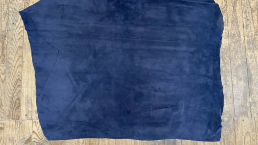 Peau de veau velours bleu marine - maroquinerie - Cuir en Stock