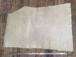 Demi peau de cuir de vachette grain efet tissé ivoire - maroquinerie - ameublement - Cuir en stock