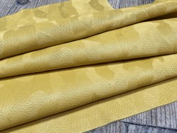Demi peau de cuir de veau grain façon camouflage jaune - maroquinerie - Cuir en Stock