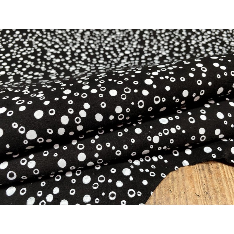 Chèvre velours noir aux motifs bulles - maroquinerie - cuirenstock Chèvre velours noir aux motifs bulles - maroquinerie - cuirenstock