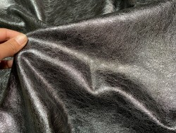 Peau de veau métallisé gris platine - maroquinerie - Cuir en stock