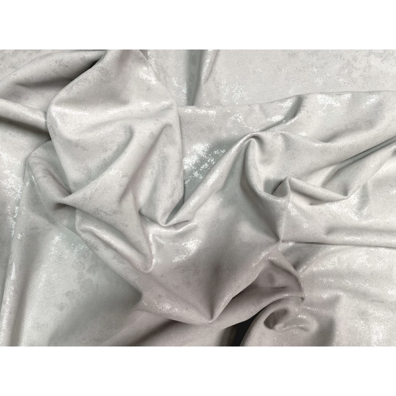 Peau de veau velours blanc cassé métallisé argent - maroquinerie - vêtement - Cuir en Stock